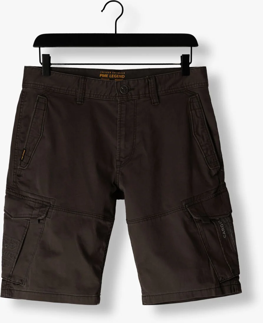 PME LEGEND donkergrijze pme legend korte broek cargo shorts stretch broken twill