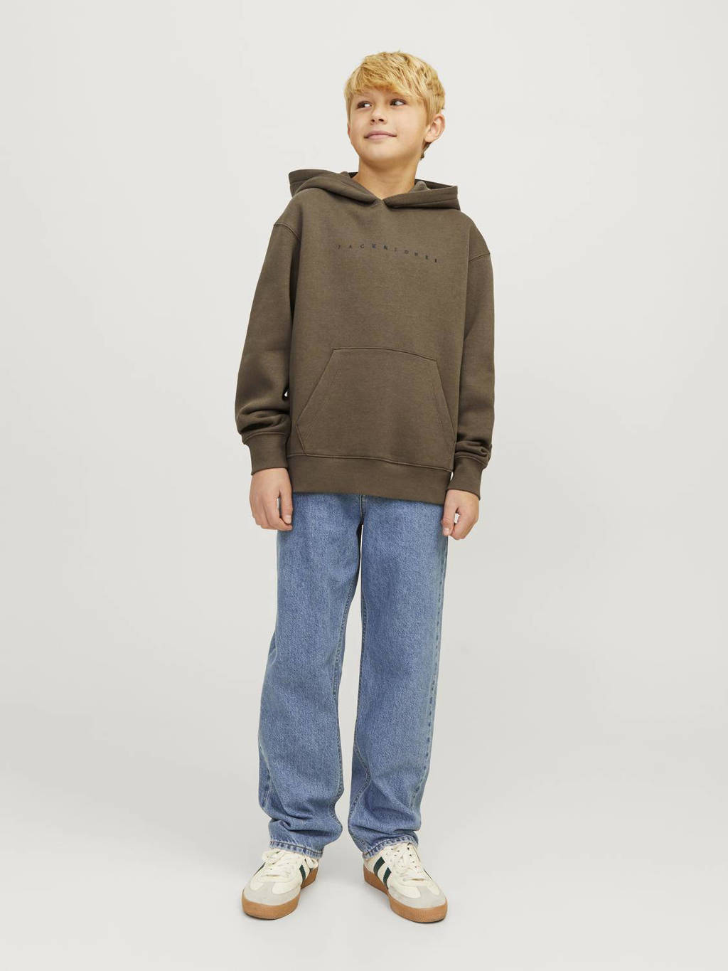 JACK & JONES hoodie JJESTAR met logo bruin