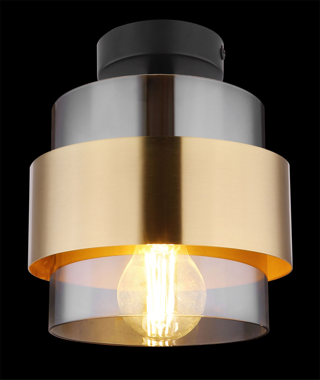 MILLEY Deckenlampe goldfarben, schwarz 155, D/H: 18 x 21,5 cm, Glas, Metall