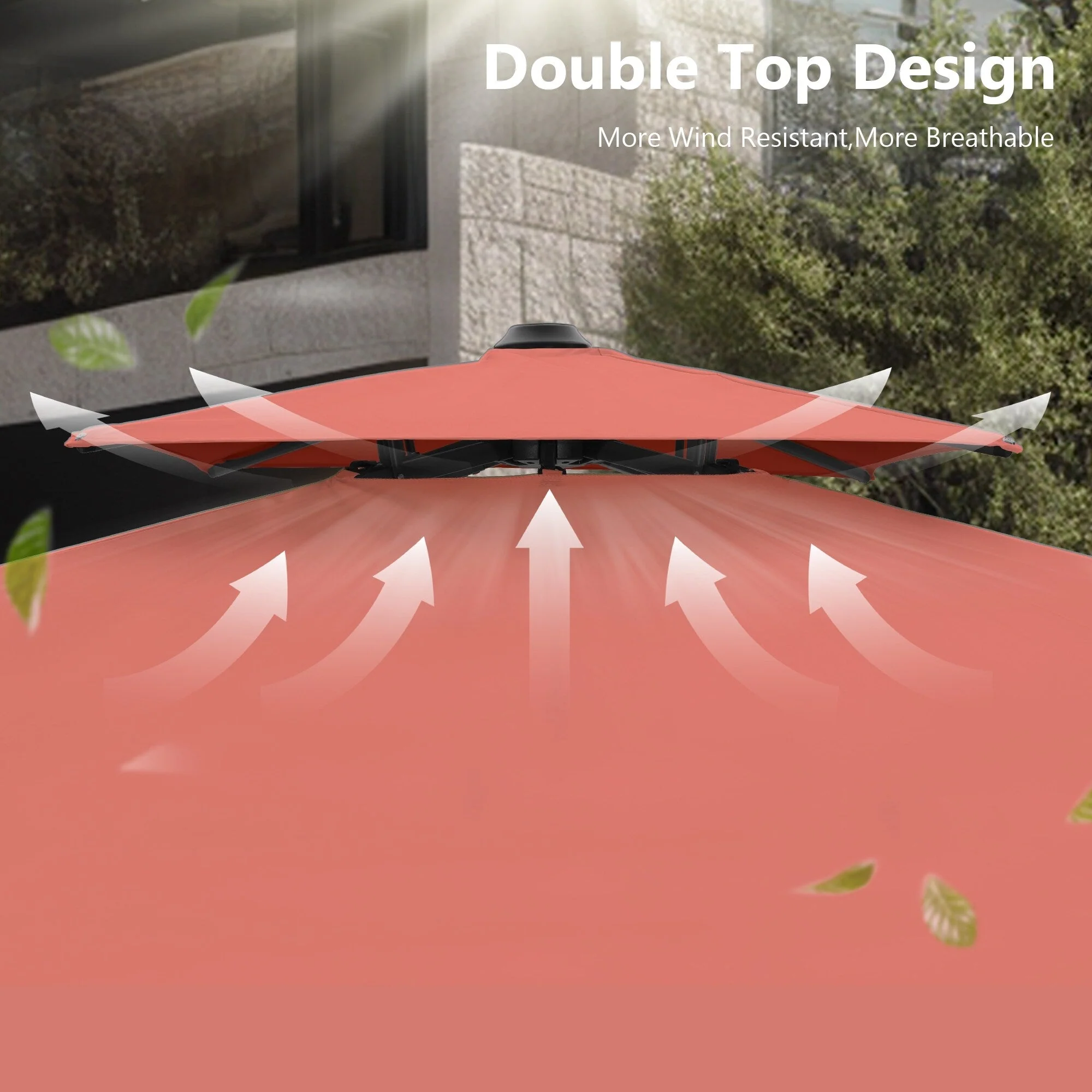 MAISON ARTS 12 FT Automatic Hydraulic Cantilever Umbrella Aluminum Pole 360 Degree Rotation