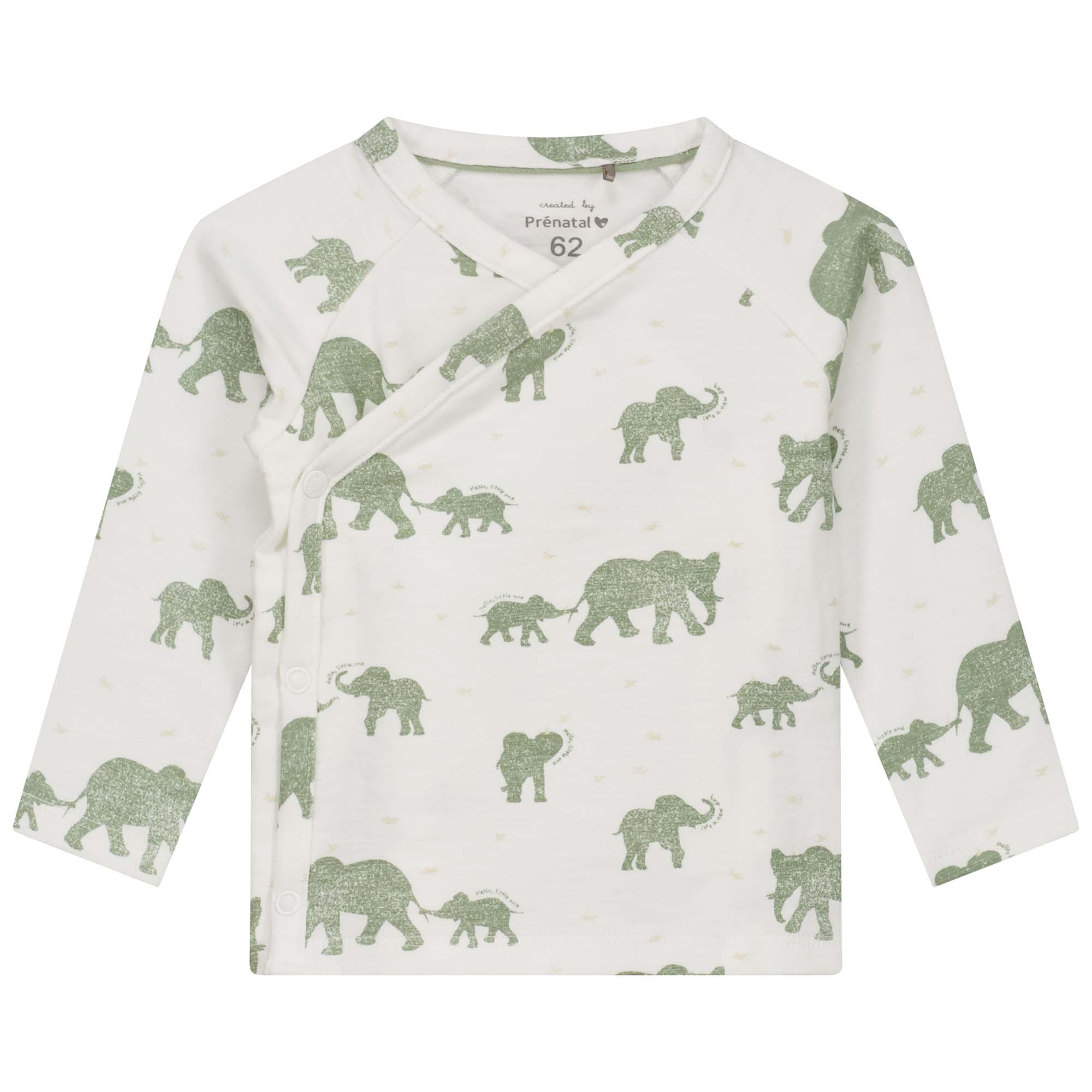 Prénatal newborn overslagshirt lange mouwen dierenprint groen