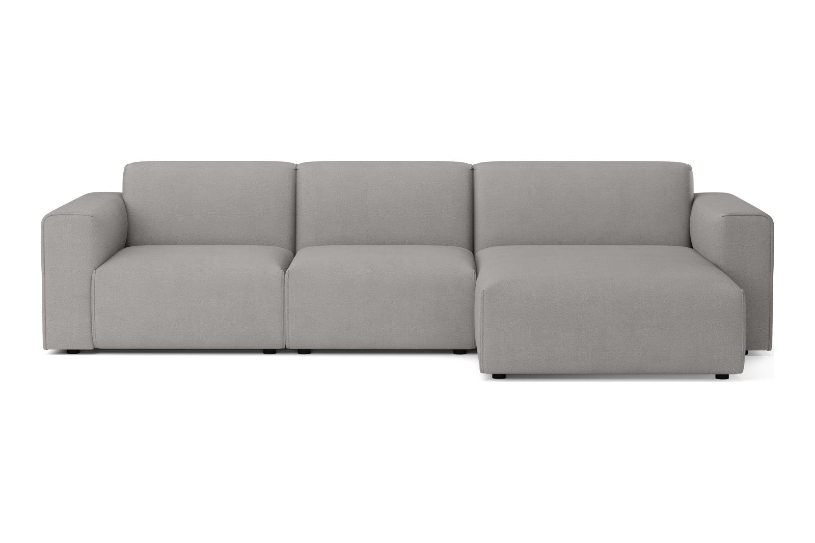 Monaco Lux 2,5-seter med XL sjeselong høyre Tekstil Brego 7 Light Grey med sorte ben. Lux komfort.