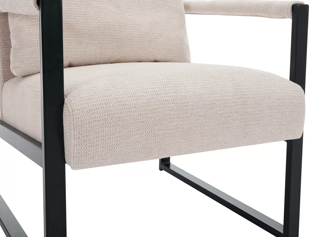 Fauteuil en tissu texturé beige ISPORI
