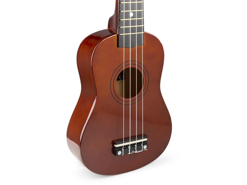 MAX Ukulele UKEY Set Soprano Dunkel Natur 21 Zoll Sopranukulele mit Tasche und Zubehör