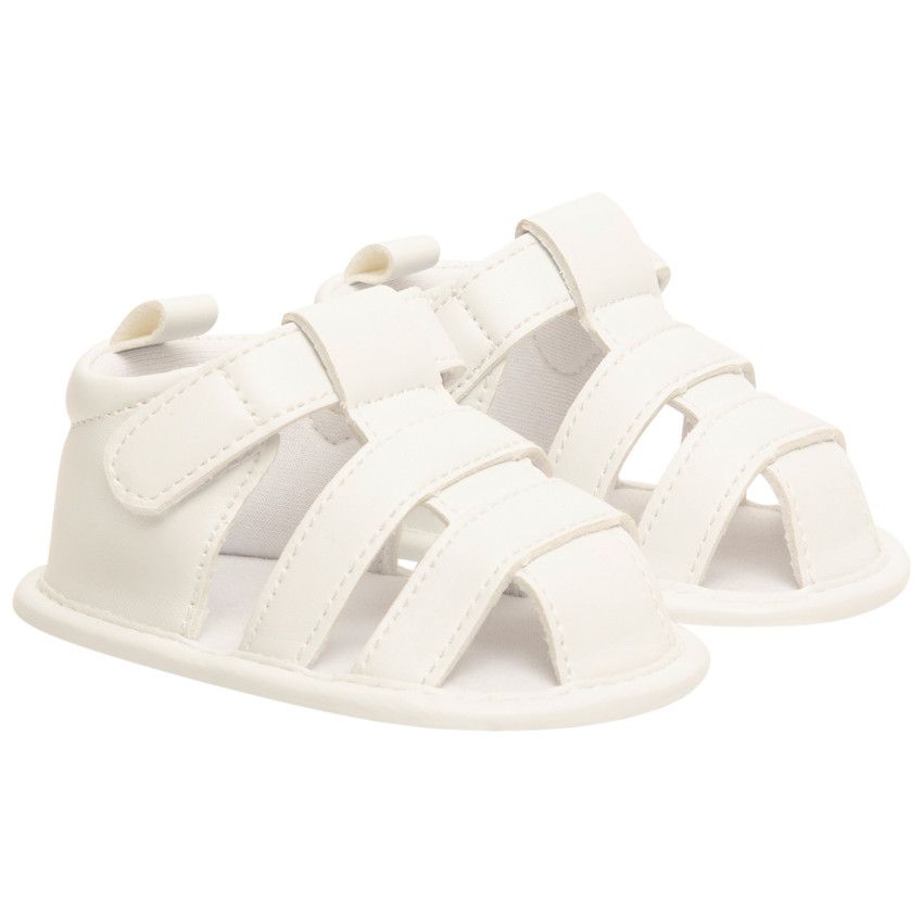 Nu-pieds velcro unis à lanières pour bébé fille - Blanc