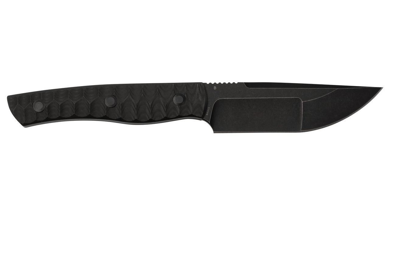 Bestech Heidi Blacksmith #2 Hollow Compound Grind, Black Stonewashed, Carbon Fiber BFK04B vaststaand mes
