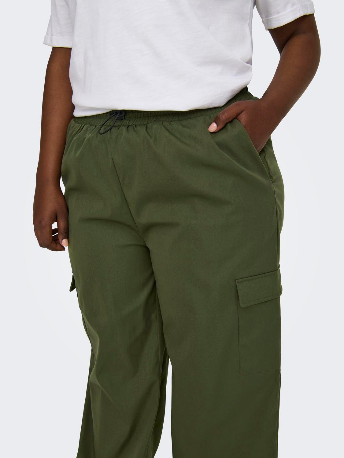 CARCASHI Mittlere Taille Normal geschnitten Cargo-Hose Rifle Green