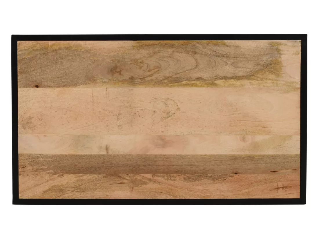 Meuble sous vasque en métal noir et bois de manguier- 2 portes - 95 cm - ORIONIS