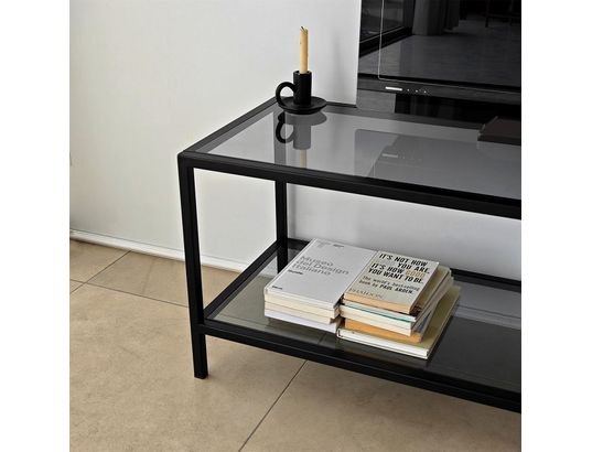 CONCEPT1 - Meuble TV basique gris foncé noir 130 x 40 x h45 cm