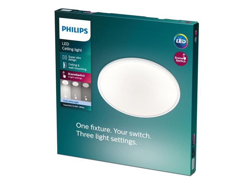 Philips Deckenleuchte LED SceneSwitch CL550 1700 lm 4000K, 3-in-1 LED Leuchte zur Deckenmontage