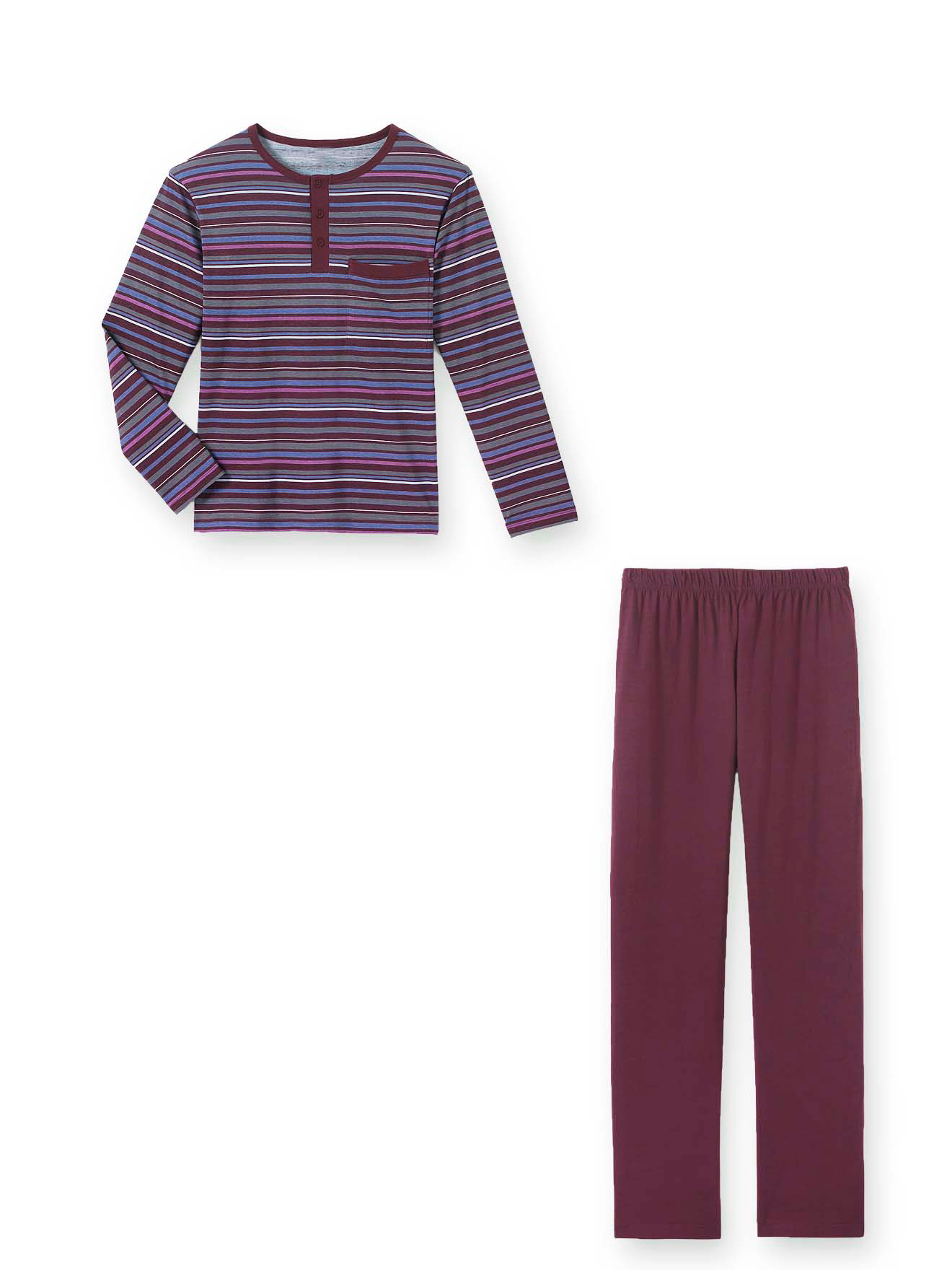 Pyjama rayé pur coton peigné