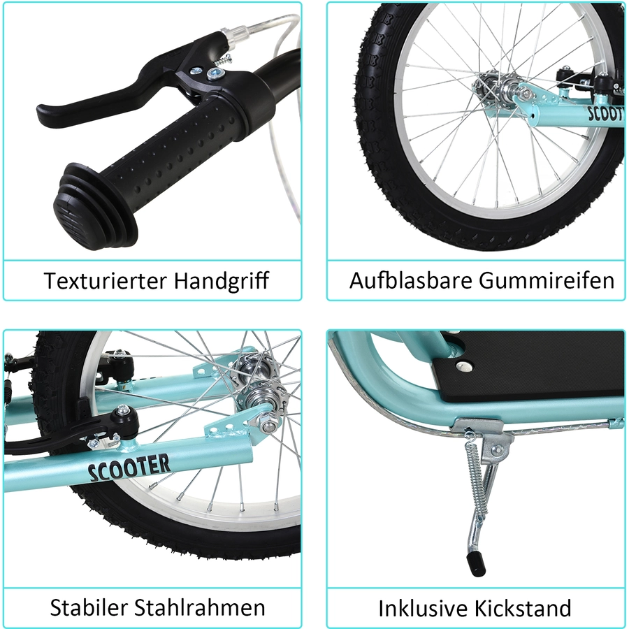 HOMCOM Kinderscooter mit Handbremse blau
