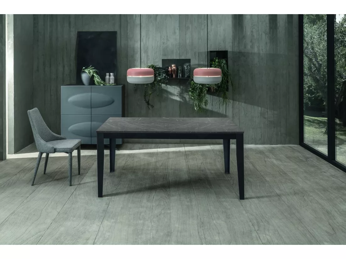 Big Table extensible (130/290 x 80 cm) en Mélamine Noir