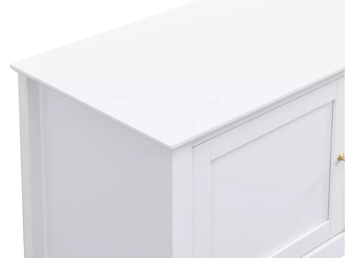 Meuble TV avec 2 portes, 1 tiroir et 1 niche en MDF - Blanc - NARIVA