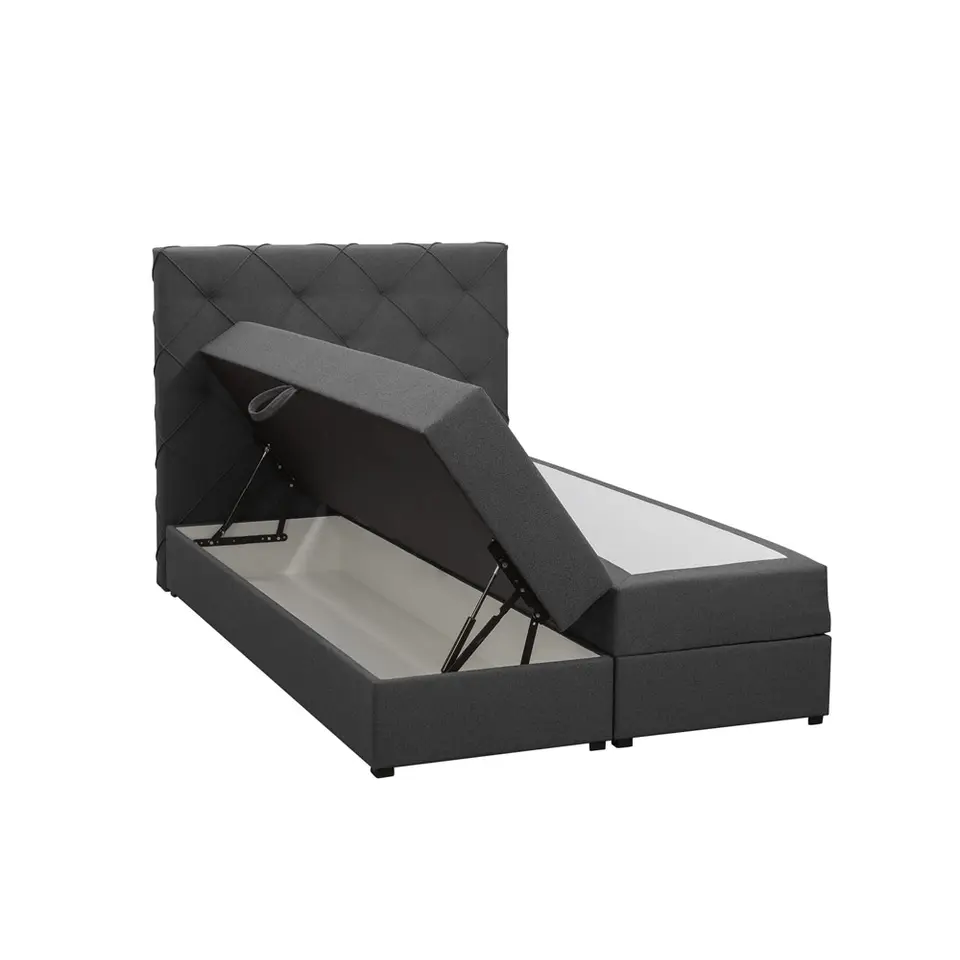 Boxspring met opbergruimte Liv geruit - antraciet - 120x200 cm