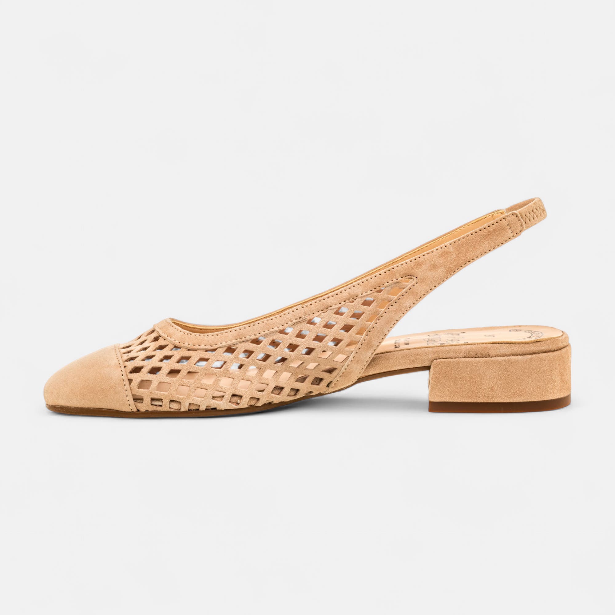 Escarpins avec bride arrière Femme en cuir beige