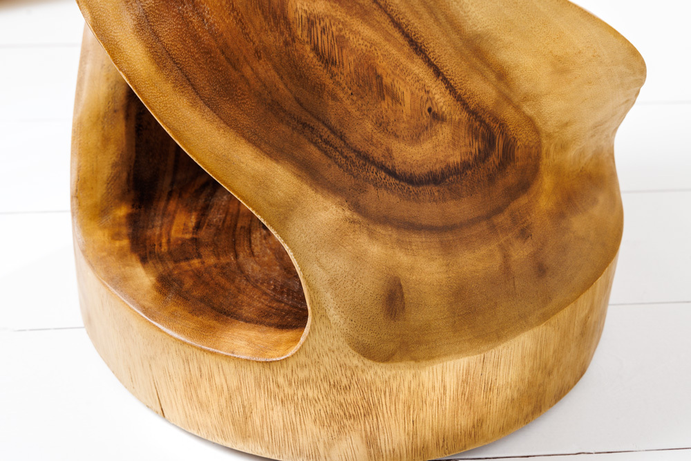 Skulp­tu­raler Beistelltisch ARTE 35cm natur Suarholz rund handmade in Bali Sitzhocker