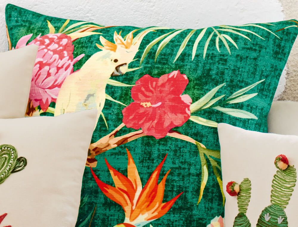 Coussin imprimé-Destination tropicale