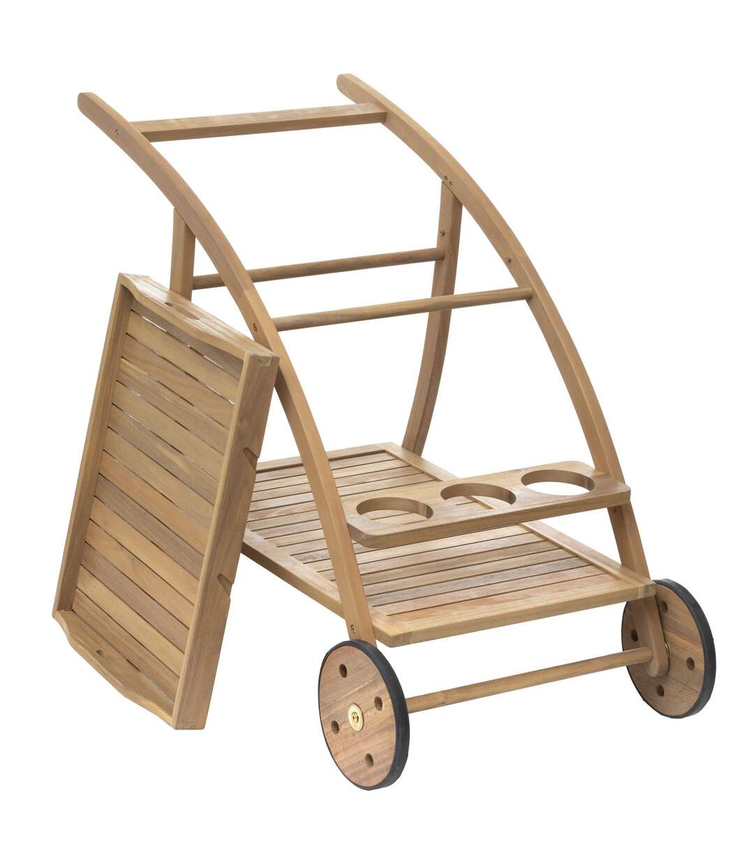 Desserte de jardin en bois à roulettes Tiwi - L. 105 x H. 78 cm - Beige