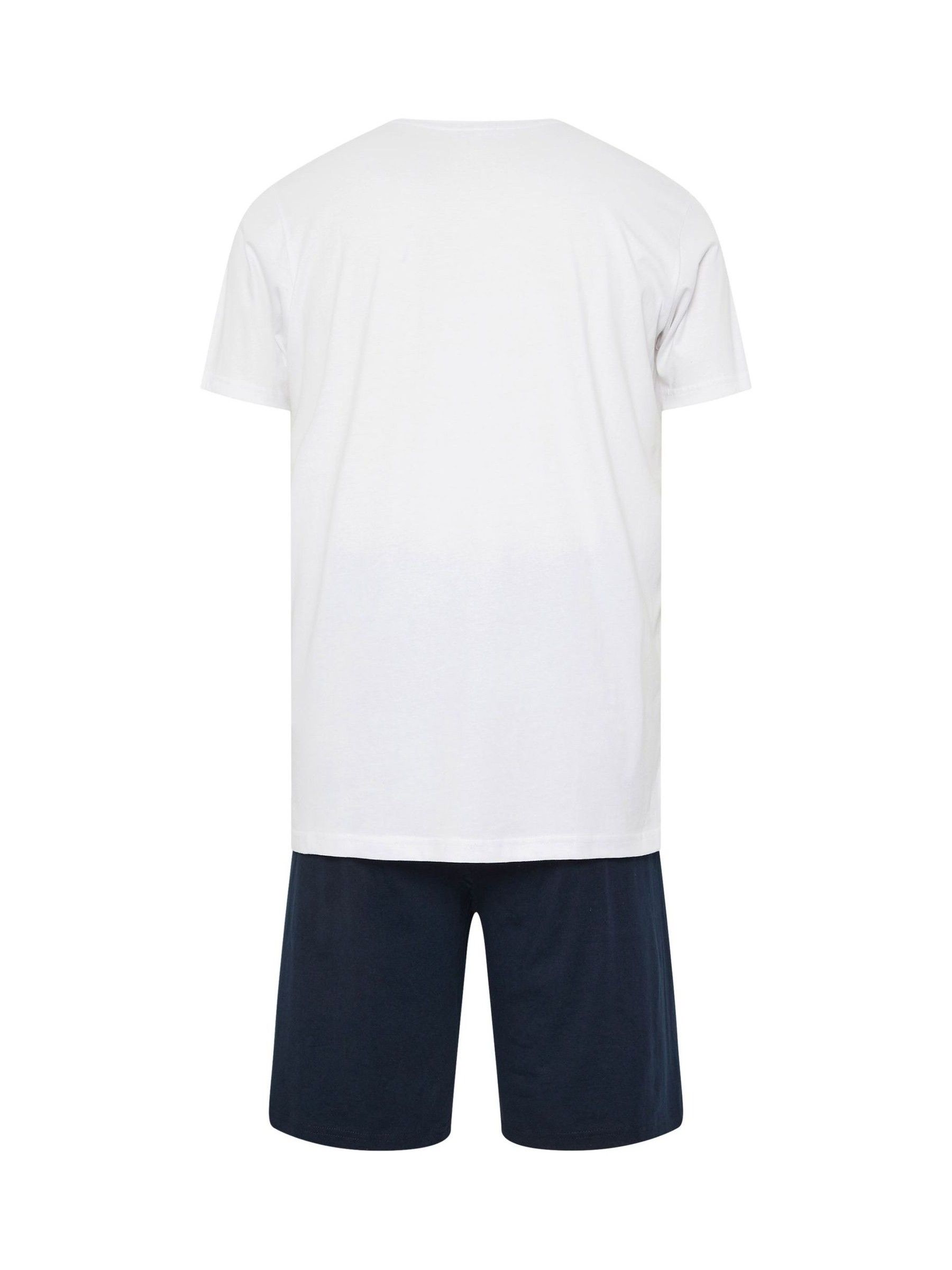 Wit / marineblauw - BadRhino Big & Tall Lounge 100% Cotton Shorts & T-Shirt Set