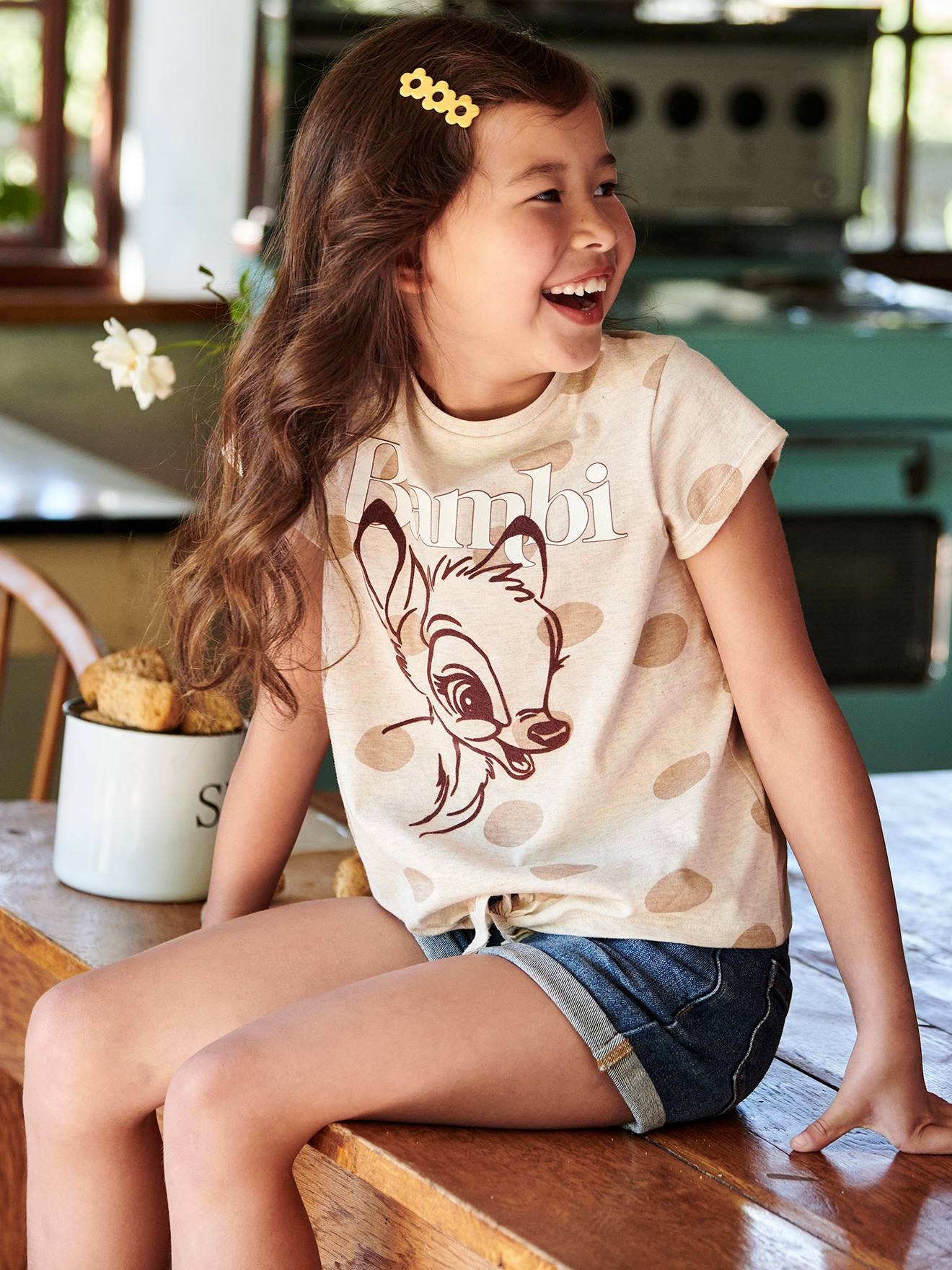 Camiseta de manga curta DS® Bambi, bege mesclado