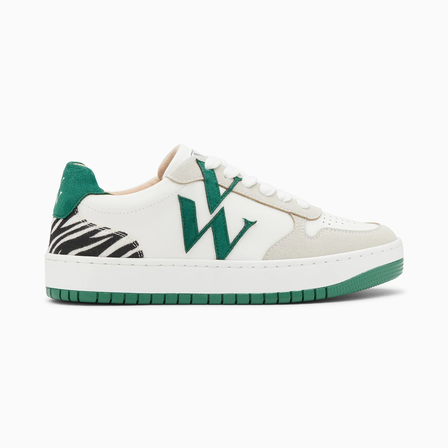 Sneakers-Baskets monogramme Esmée blanc et vert