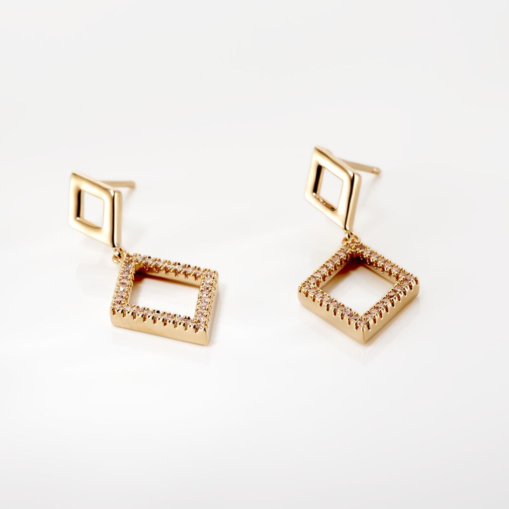 Boucles D'oreilles Brody Plaqué Or Jaune Oxydes De Zirconium