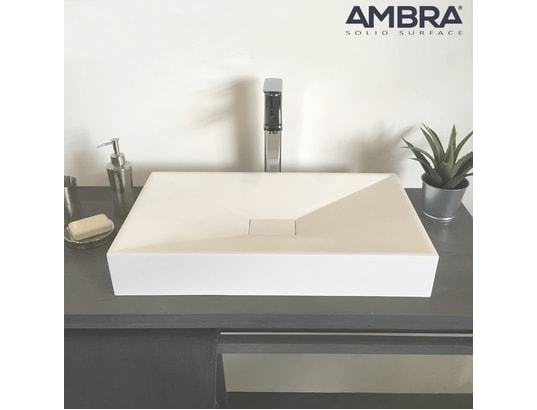 AMBRA - Vasque à poser 60 cm en solid surface rectangulaire en solid...