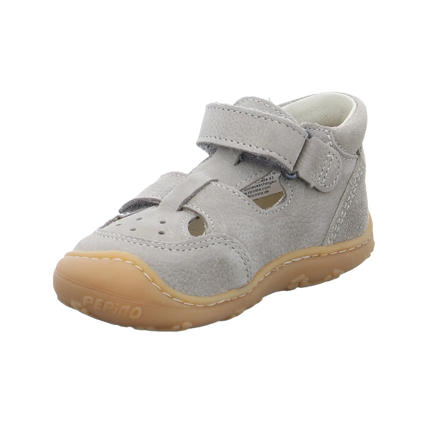 PEPINO Baby-Sommer-Bottine Hellgrau Leder  Unisex Minilette