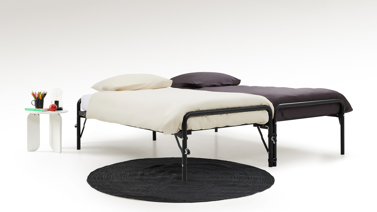Bed met onderschuifbed Doppia zwart