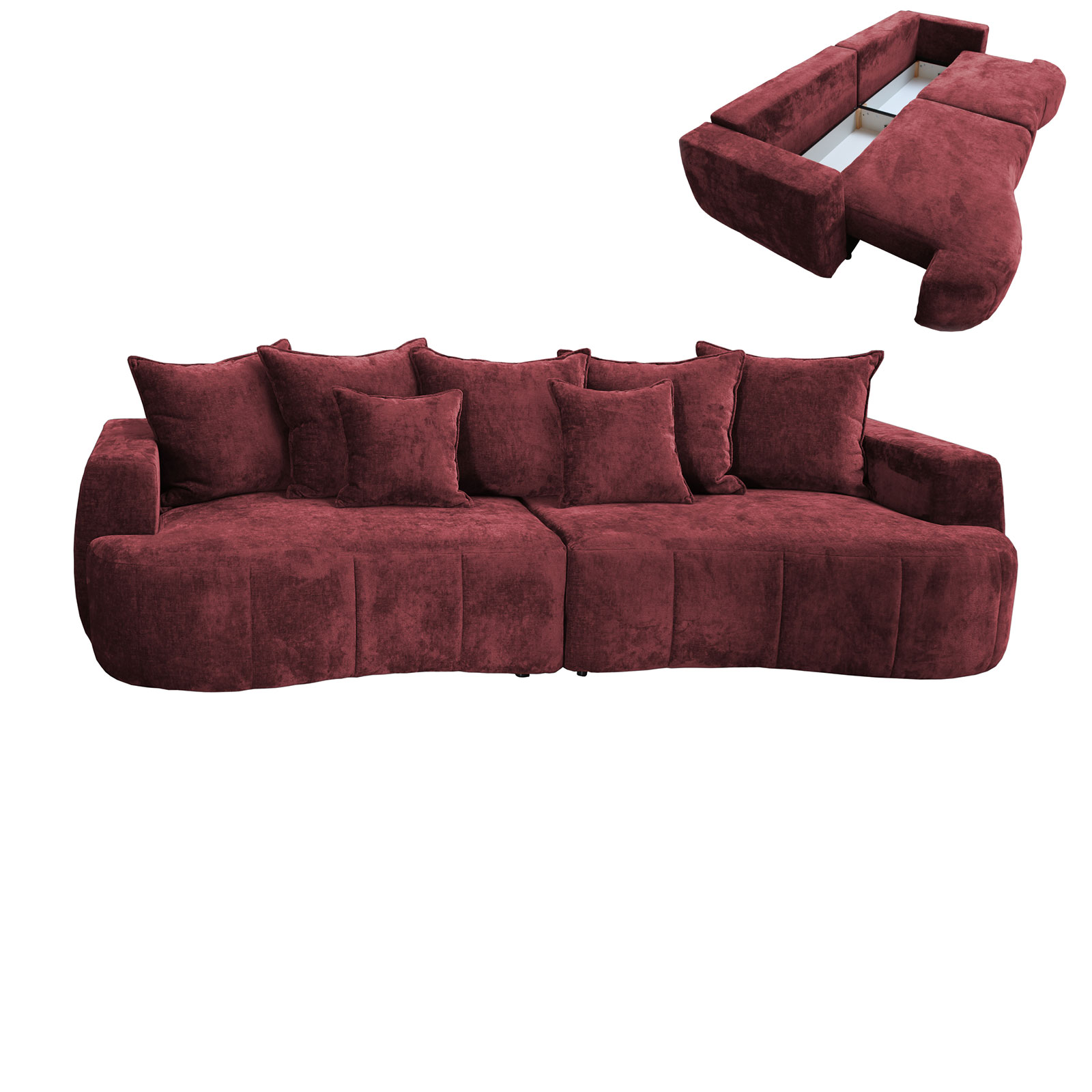 Big Sofa - bordeaux - Boxspringfederung - 292 cm