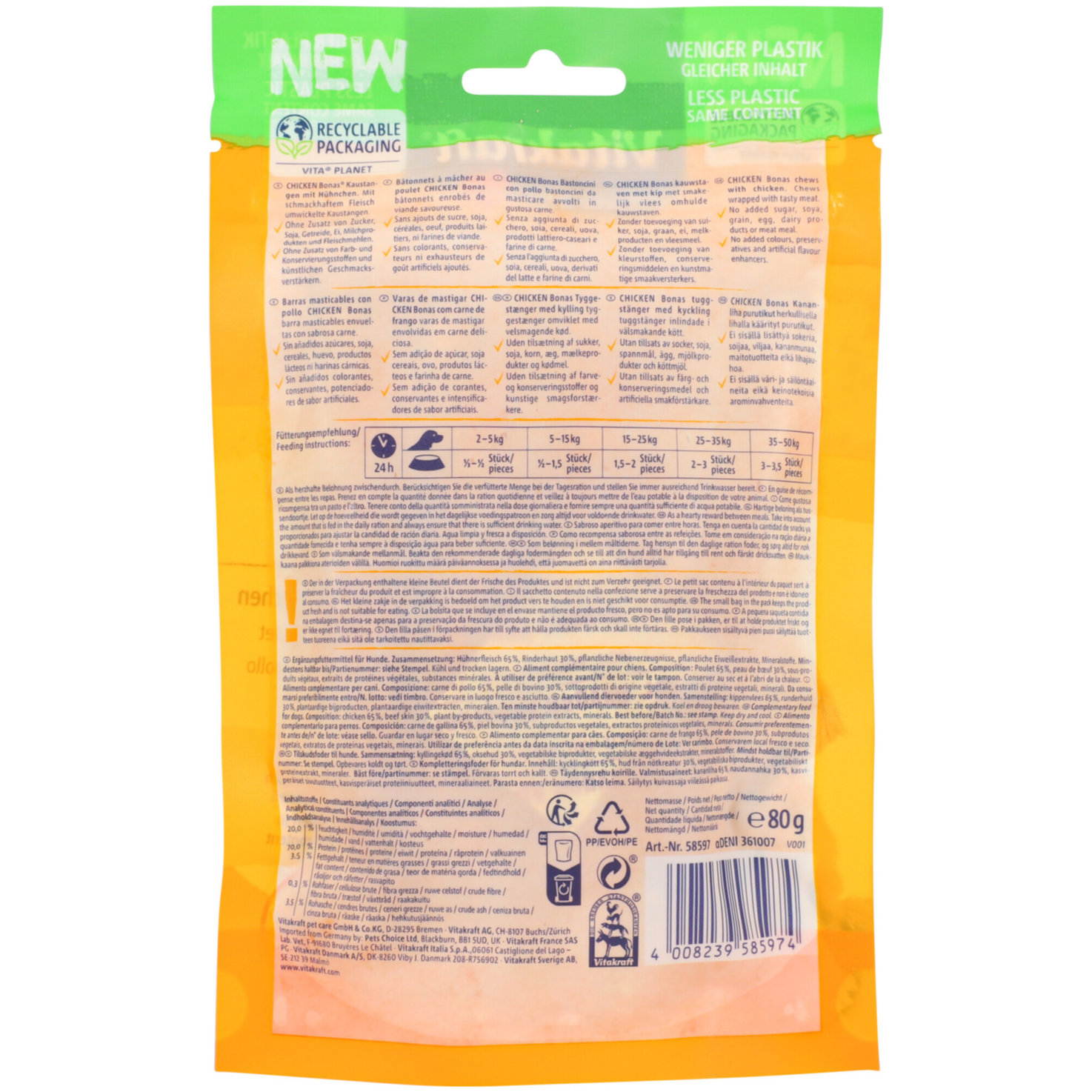 Vitakraft pure Chicken Bonas Kaustangen mit Hünchen 80g