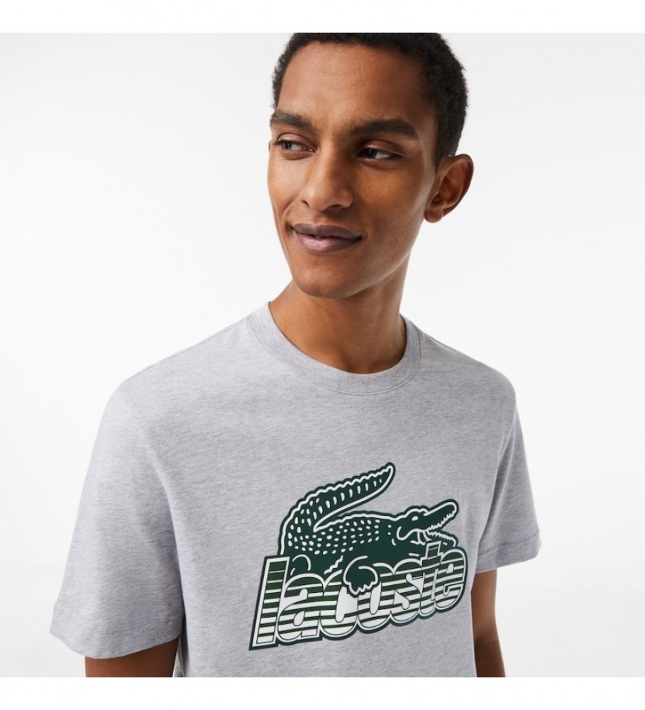 Camiseta Lacoste Cinza Estampada