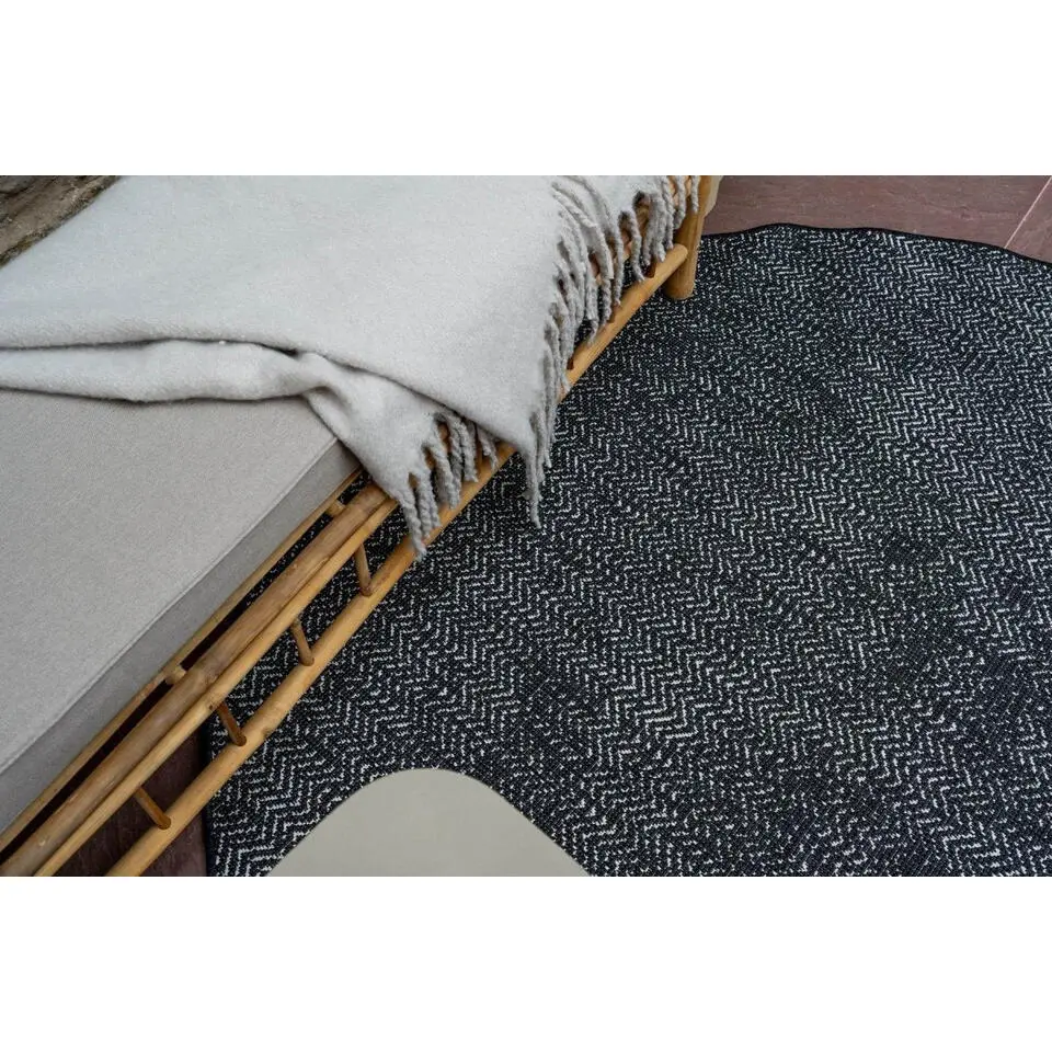 EVA Interior rond buitenkleed Dahl zwart - 200 x 200 cm
