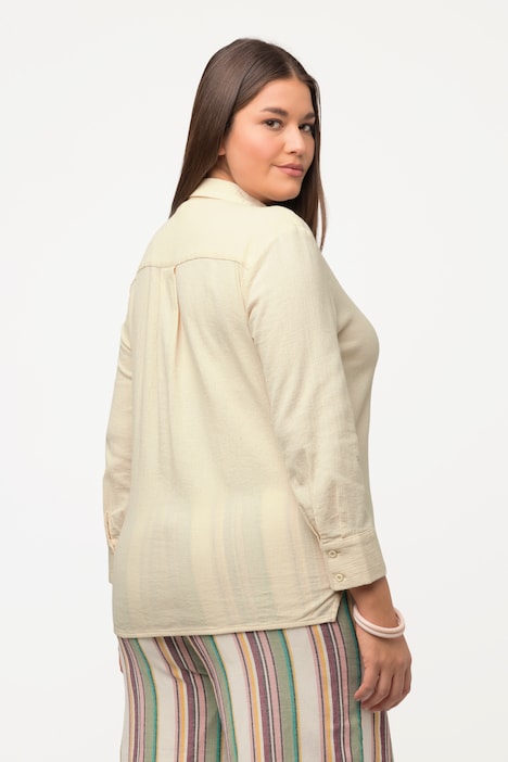 Shirtbluse, Struktur, Hemdkragen, Langarm, Biobaumwolle