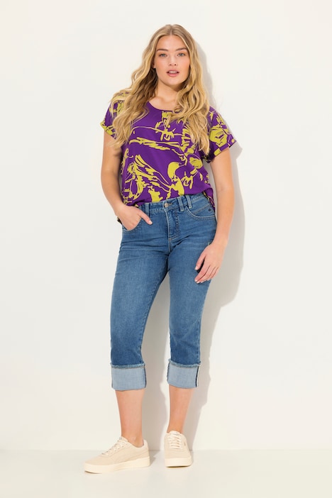 Jeans, Straight Fit, 5-Pocket, Saum Umschlag