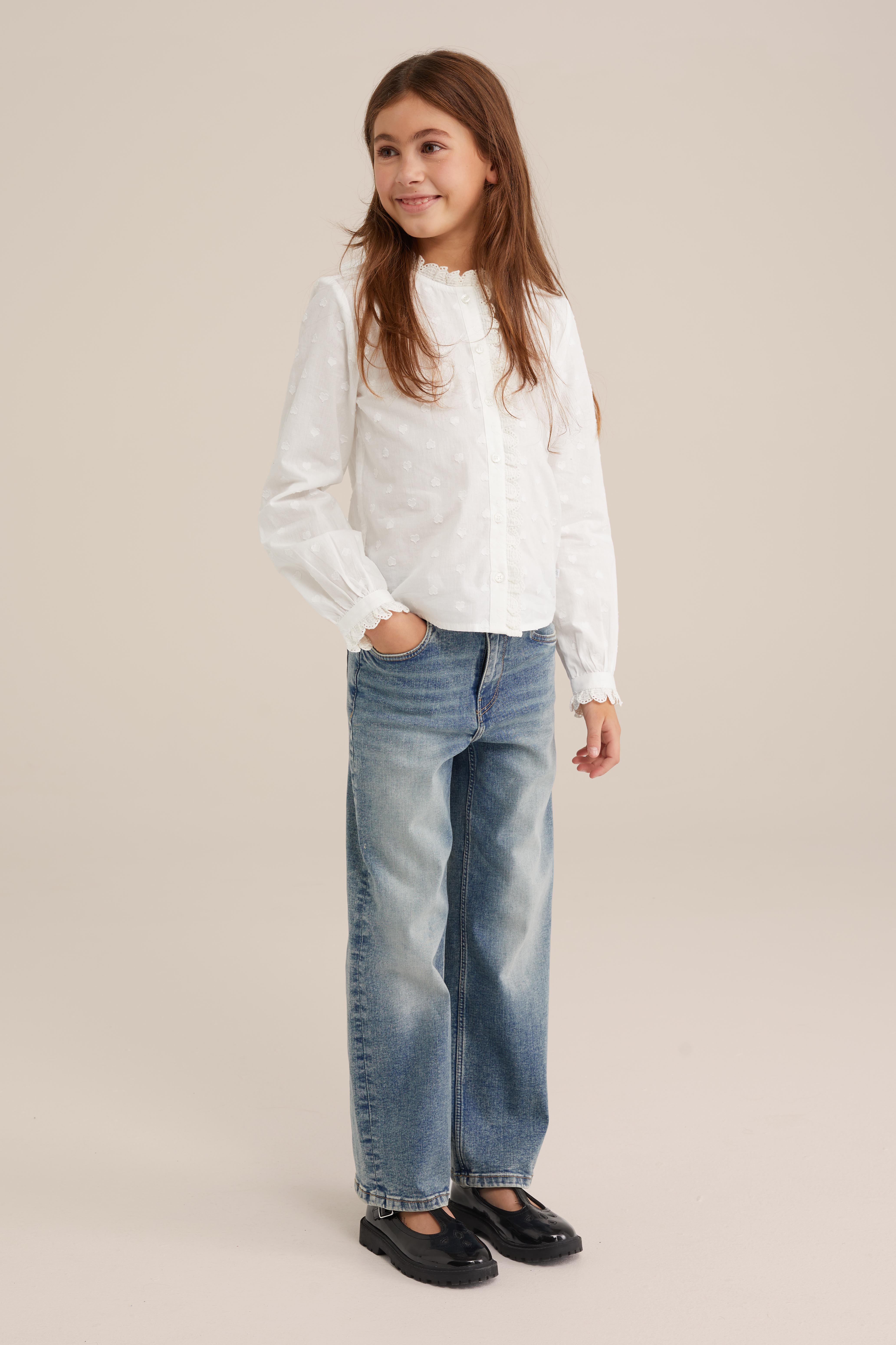 Meisjes blouse met structuur WE Fashion Wit