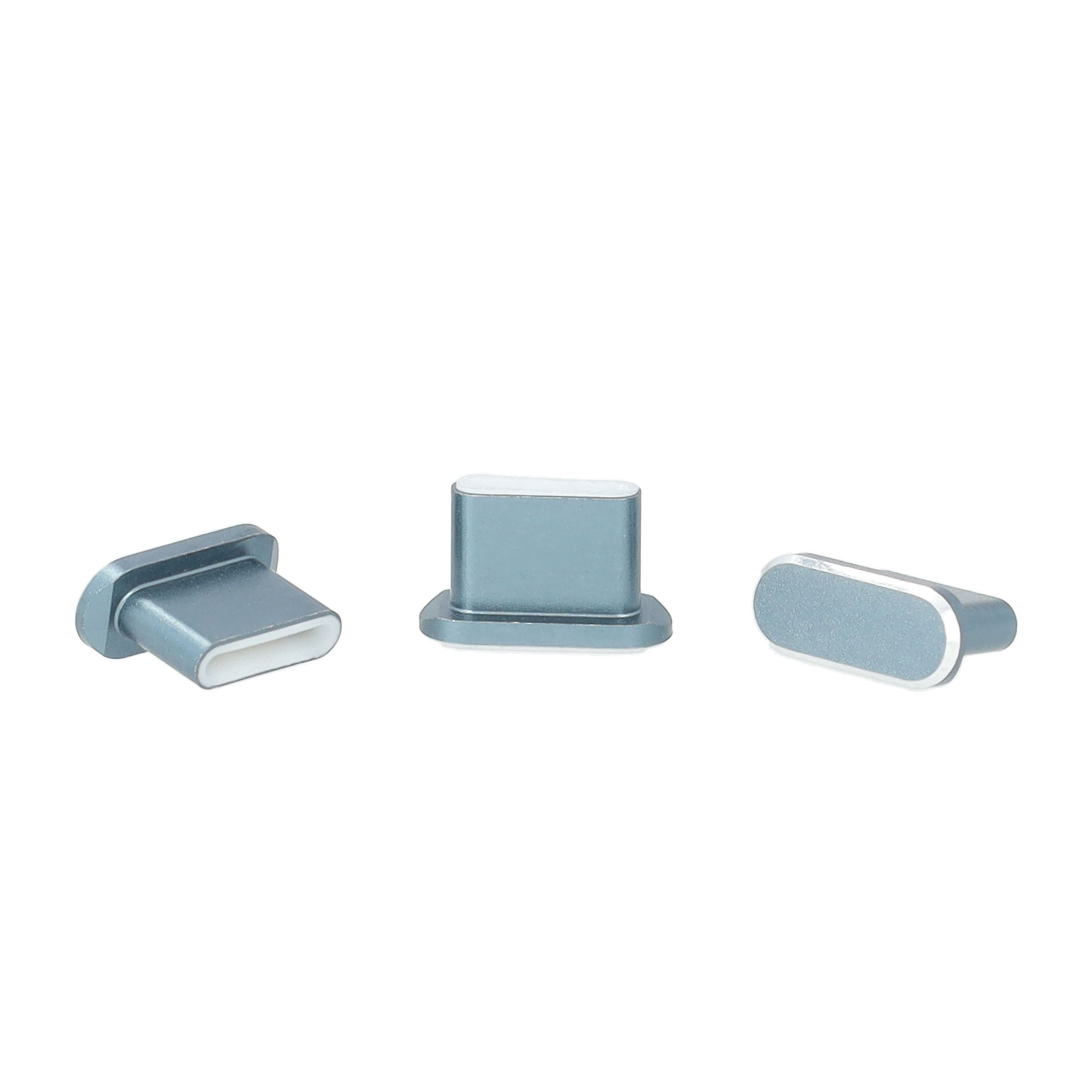 (3er Set) USB C Anti-Staub Metall Schutzstecker Anschlusskappen für Laptop / Notebook / Smartphones - Grau