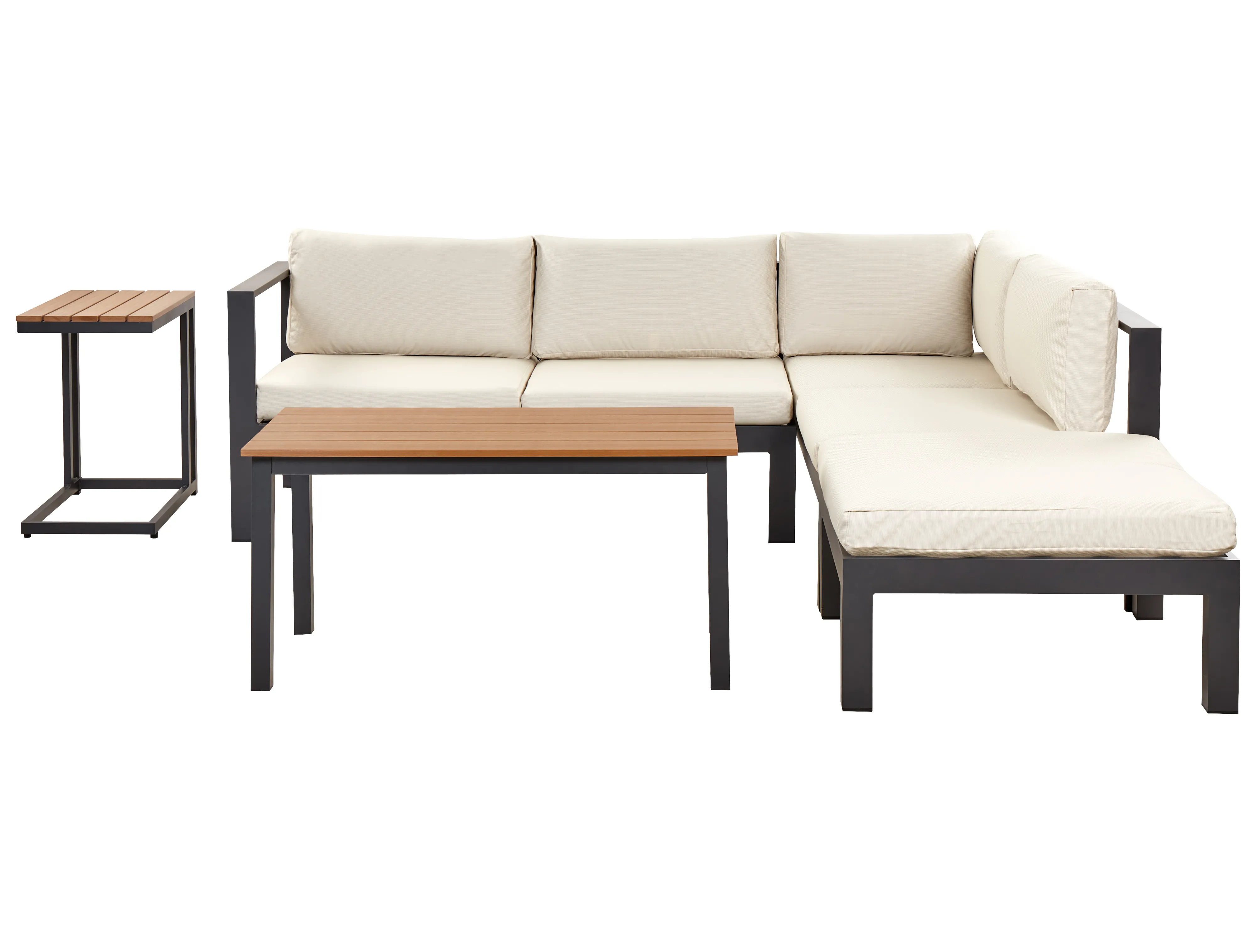 Tuin hoekloungeset met tafel 5-zits MESSINA linkszijdig Metaal Beige