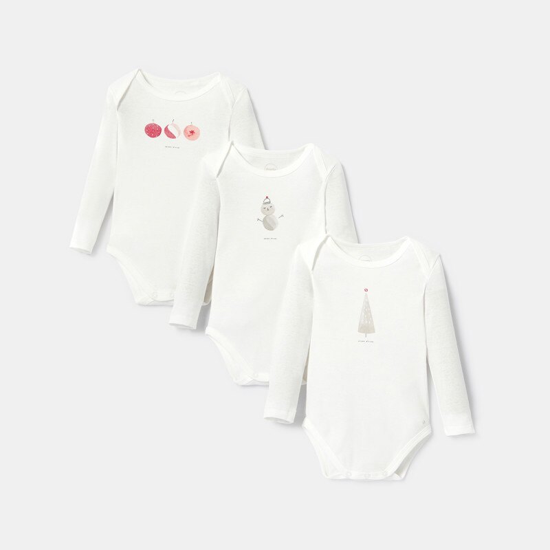 Bodies bébé à motif imprimé Noël (lot de 3) blanc Absorba Blanc
