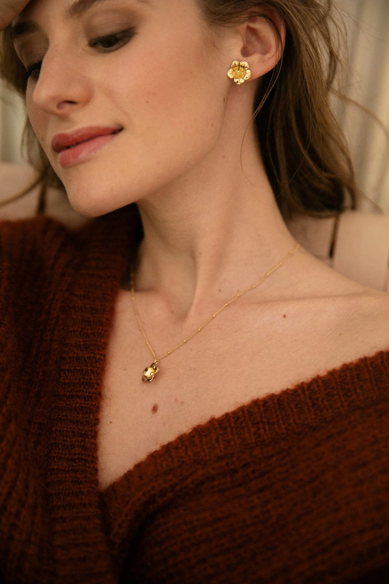 GAÏA - Collier fleur plaqué argent | Doré
