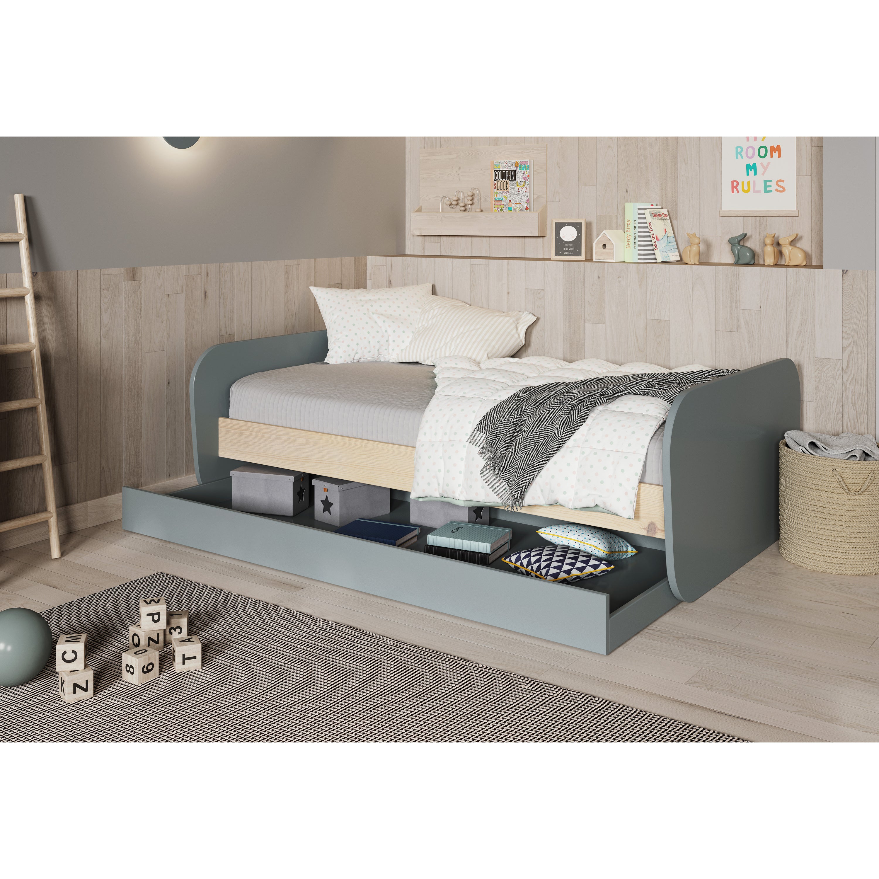 Marckeric - Bed Esteban - Groen - 205.4x102x65cm