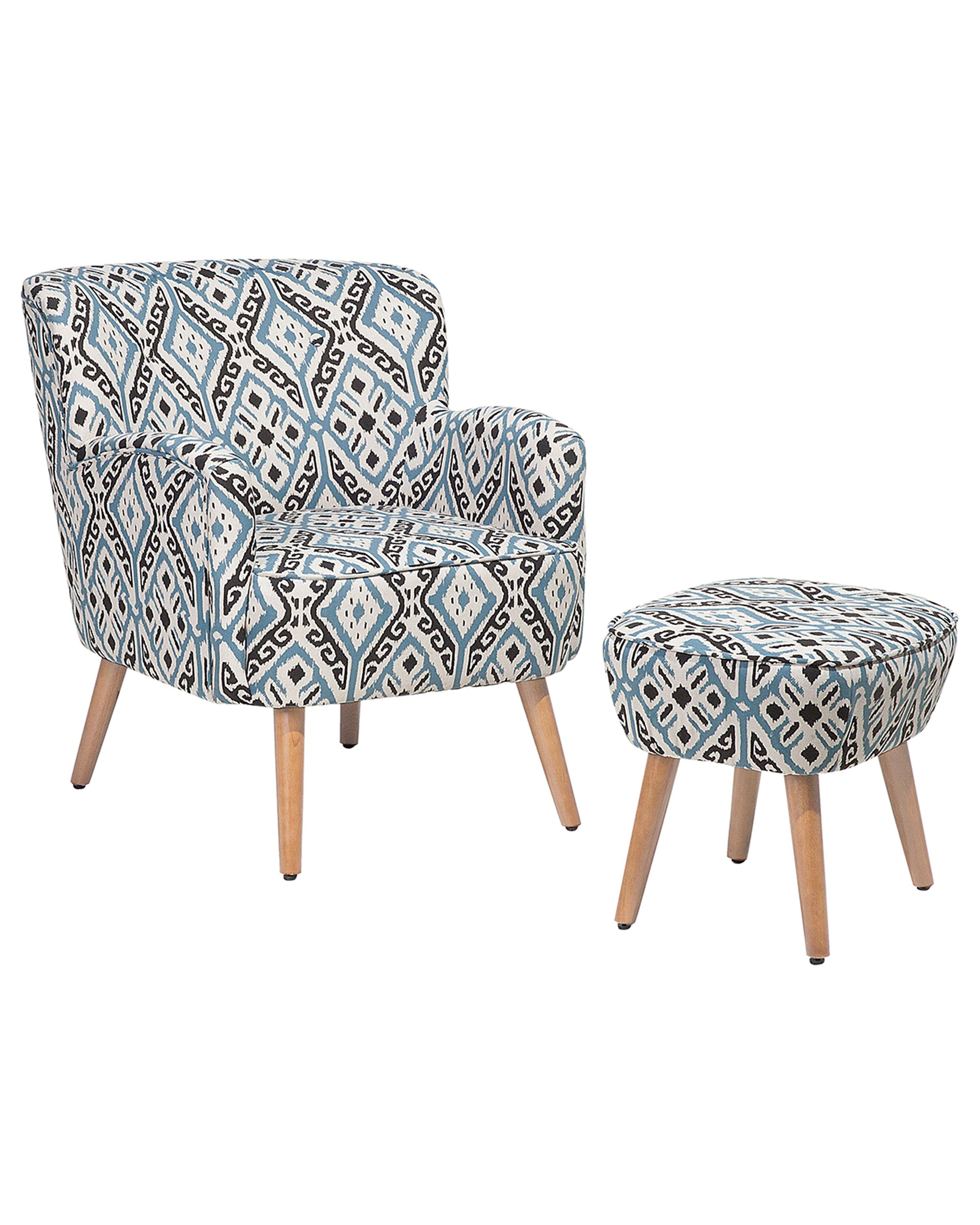 Fauteuil TUMBA met voetenbank Stof Meerkleurig