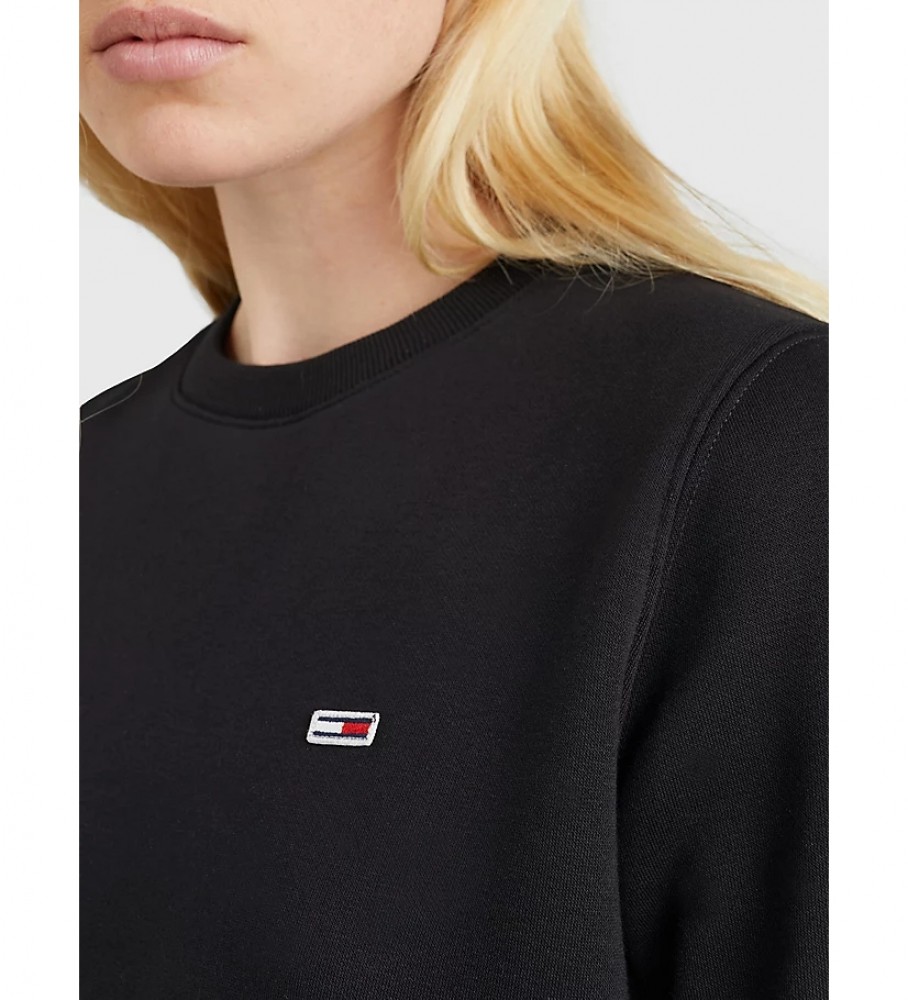 Suéter Tommy Jeans Regular Fleece com Gola C Preto
