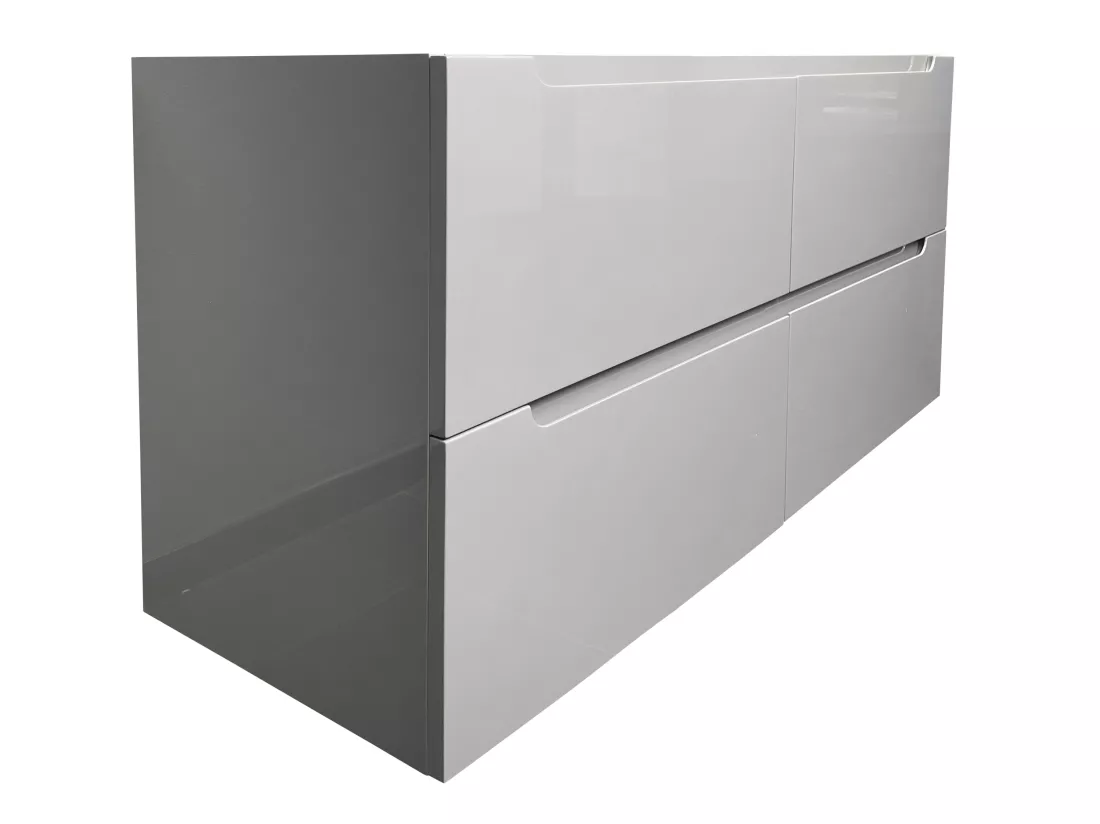 Meuble de salle de bain suspendu avec double vasque à encastrer - Gris - 120 cm - SELITA