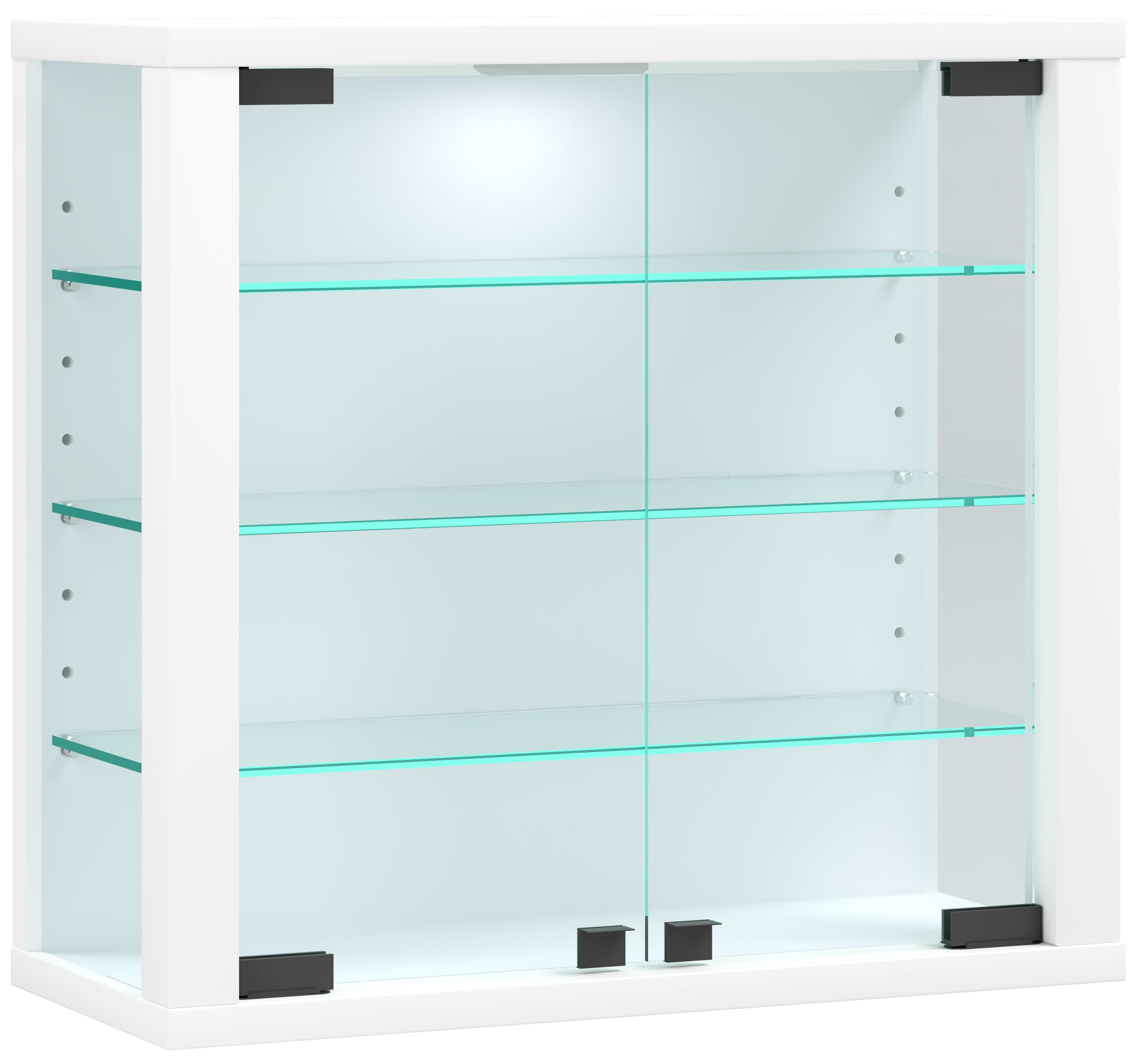 VCM Glasvitrine hängend | Vitrine Glas mit ESG-Sicherheitsglas | Maße: H. 40 x B. 43 x T. 18 cm | Hängevitrine Glas | Modern und platzsparend | Glas Vitrinenschrank - Vitrosa S