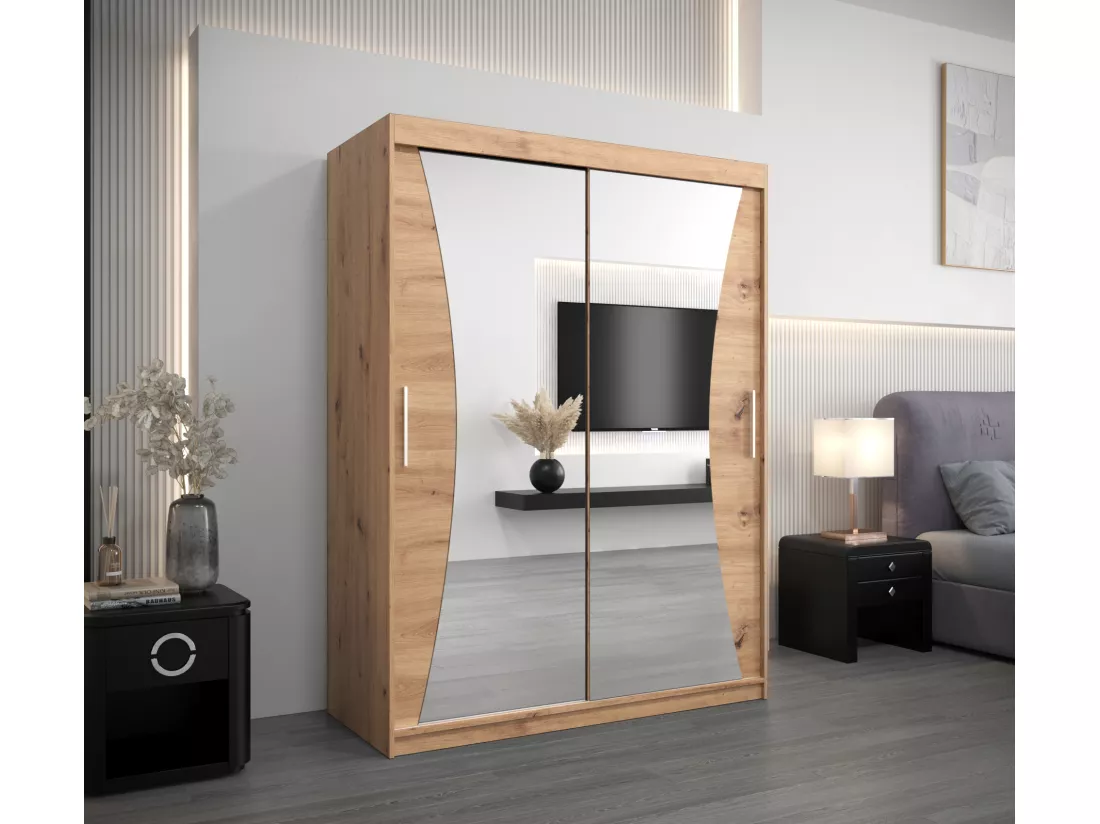 ARMOIRE MONACO À PORTES COULISSANTES 200/150/62 2 Portes (Artisan/Artisan)