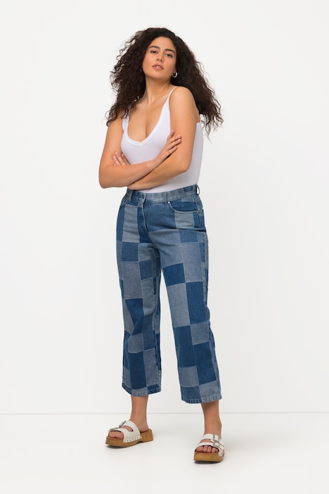 7/8-Jeans-Culotte, Mustermix, weites Bein