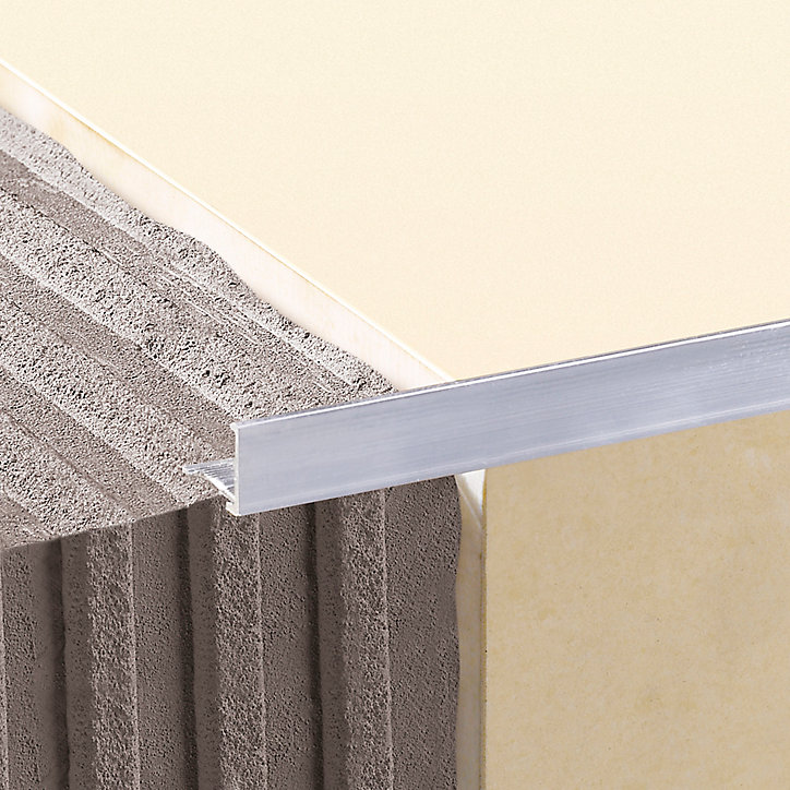 Profilé de carrelage intérieur angle droit alu 12,5 mm x 2.5 m Diall gris