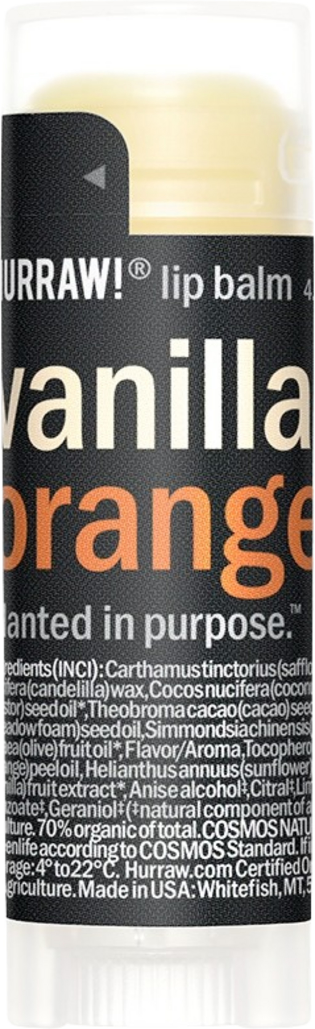 HURRAW!  Lippenpflegestift Vanilla & Orange, 4,80 g